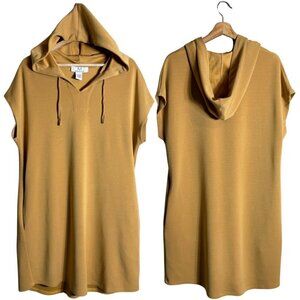 Magaschoni Hooded Sweatshirt Mini Dress Women's Large Gold Sleeveless Casual